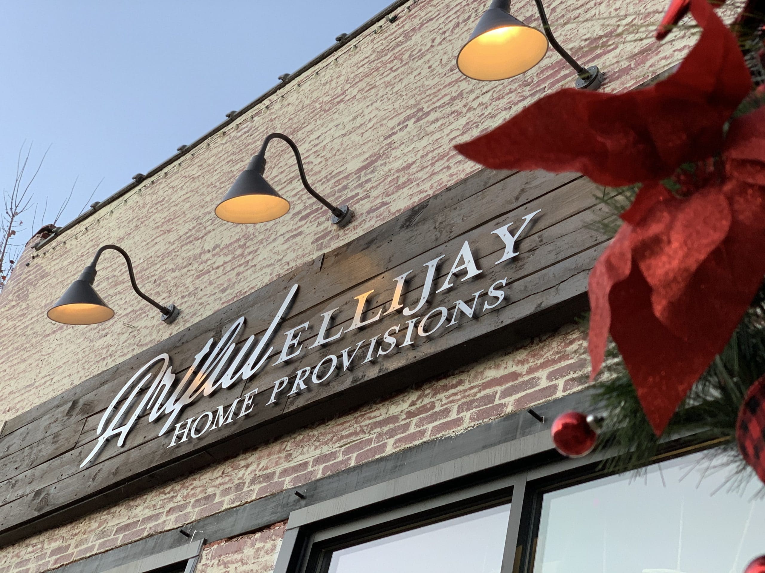 Artful Ellijay holiday store sign