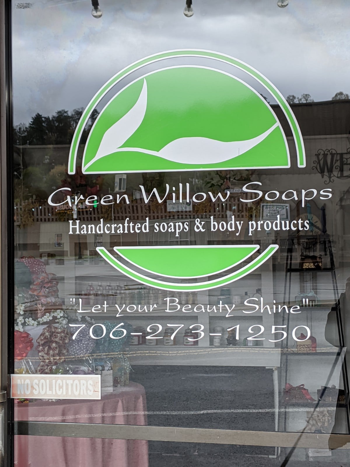 Green Willow Soaps storefront logo | Downtown Ellijay